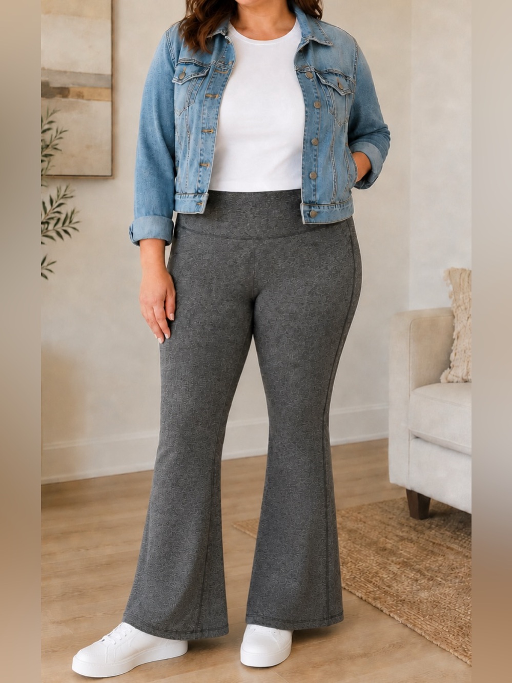Old Navy Cloud  Go DryWoman’s Gray Flare Leggings with Wide Waistband Size XL NW